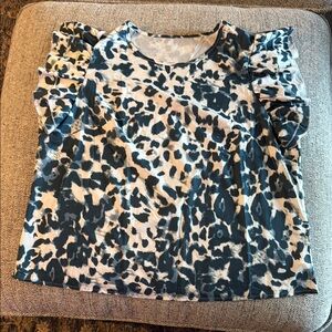 Leopard Print Ruffle Sleeve Top